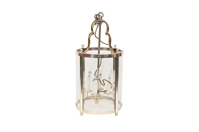 Lot 79 - A GEORGIAN STYLE CHROME AND GLASS HALL LANTERN