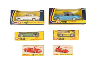 Lot 360 - A GROUP OF SIX DINKY & CORGI CARS