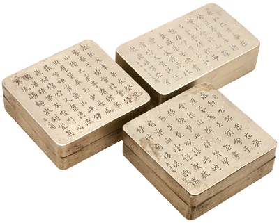 Lot 240 - THREE CHINESE PAKTONG INK BOXES