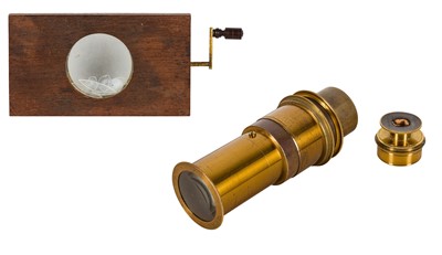 Lot 31 - A Brass Kaleidoscope Magic Lantern Projection Lens / A Mechanical Kaleidoscope Slide