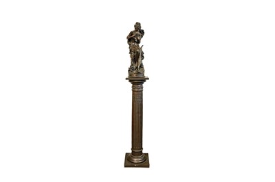 Lot 271 - A BRONZED SCULPTURE ON A COLUMN SUPPORT, AFTER ALBERT ERNEST CARRIER-BELLEUSE