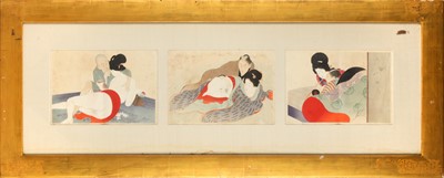 Lot 485 - A SET OF NINE JAPANESE SHUNGA PAINTINGS