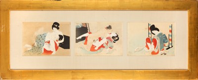 Lot 485 - A SET OF NINE JAPANESE SHUNGA PAINTINGS