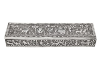 Lot 101 - A large early 20th century Anglo - Indian unmarked silver cigarette box, Lucknow circa 1910