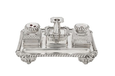 Lot 416 - A George IV sterling silver inkstand or standish, Sheffield 1822 by John and Thomas Settle