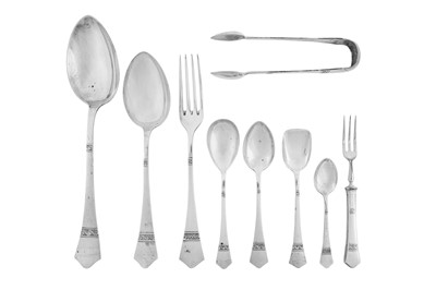 Lot 268 - An early 20th century Austrian 800 standard silver part- canteen / table service of flatware, Vienna circa 1910 by Alexander Sturm (active 1885-1915)