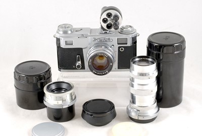 Lot 195 - Kiev 4 Rangefinder Outfit.