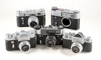 Lot 139 - A Zenit 3M Commerative Model & Other Soviet Cameras