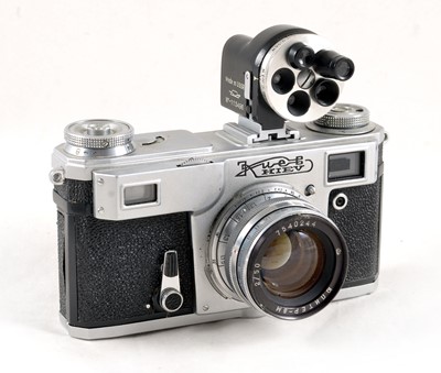 Lot 190 - A Chrome Kiev 4 Contax Copy Outfit.