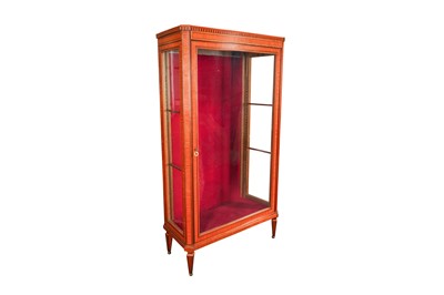 Lot 243 - A SHERATON REVIVAL SATINWOOD AND MAHOGANY INLAID DISPLAY CABINET, LATE 19TH CENTURY