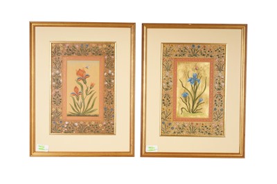 Lot 192 - A COLLECTION OF DECORATIVE OBJECTS INCLUDING A PAIR OF PERSIAN GOUACHE BOTANICAL STUDIES, MIRRORS, AND A SUZANI TEXTILE