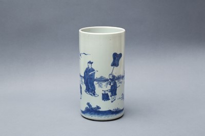 Lot 103 - A CHINESE BLUE AND WHITE BRUSH POT, BITONG