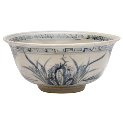 Lot 687 - A Chinese blue and white 'landscape' bowl, Ming dynasty