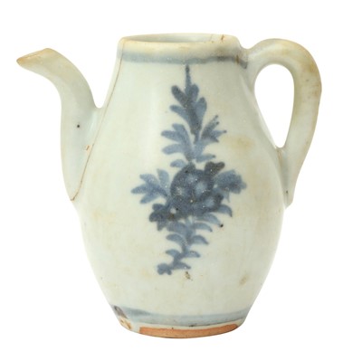 Lot 664 - A small Chinese blue and white 'floral' ewer, Yuan dynasty