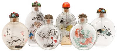 Lot 322 - A GROUP OF SIX CHINESE INSIDE-PAINTED SNUFF BOTTLES