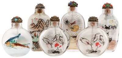 Lot 324 - A GROUP OF SIX CHINESE INSIDE-PAINTED SNUFF BOTTLES