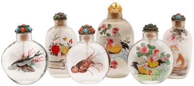 Lot 318 - A GROUP OF SIX CHINESE INSIDE-PAINTED SNUFF BOTTLES