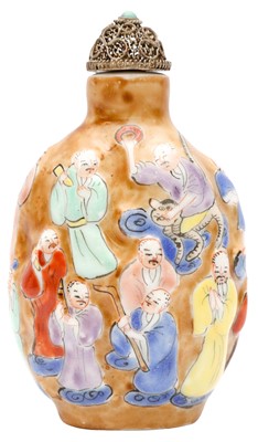 Lot 317 - A CHINESE FAMILLE-ROSE 'IMMORTALS' SNUFF BOTTLE