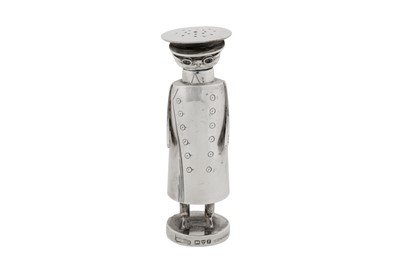 Lot 69 - An Edwardian sterling silver novelty condiment cruet or pepper, Chester 1906 by Saunders and Shepherd