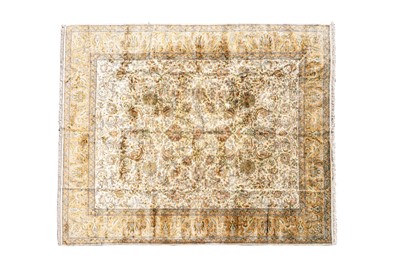Lot 453 - AN EXTREMELY FINE SILK INDIAN CARPET