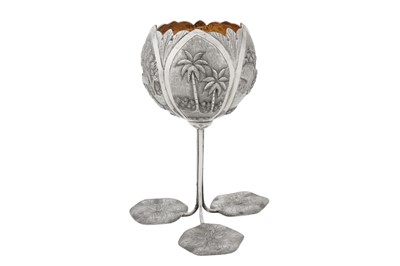 Lot 96 - An early 20th century Anglo – Indian unmarked silver vase or footed bowl, Calcutta circa 1920