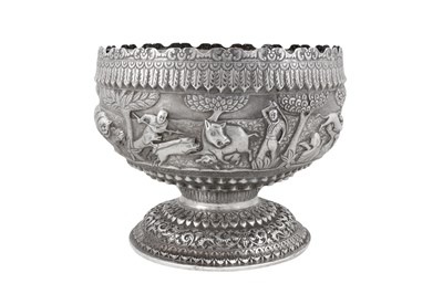 Lot 109 - An early 20th century Anglo – Indian unmarked silver footed jardinière bowl or wine cooler, Bombay circa 1910