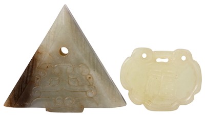 Lot 184 - TWO CHINESE JADE PENDANTS