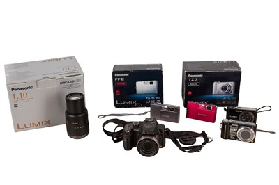 Lot 178 - A Group of Panasonic Lumix Compact Digital Cameras & A Lumix 45-200mm Micro 4/3s Zoom Lens