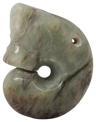 Lot 179 - A SMALL CHINESE ARCHAIC JADE 'PIG DRAGON' CARVING, ZHULONG