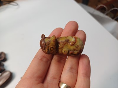 Lot 190 - THREE CHINESE HARDSTONE 'CAT' CARVINGS