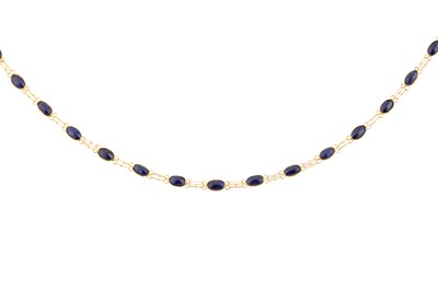 Lot 216 - A SAPPHIRE LINE NECKLACE