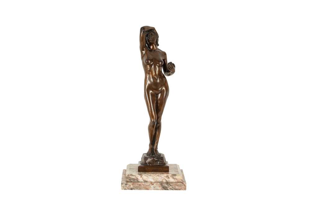 Lot 83 - A late 19th century patinated bronze sculpture titled 'TEMPTATION'