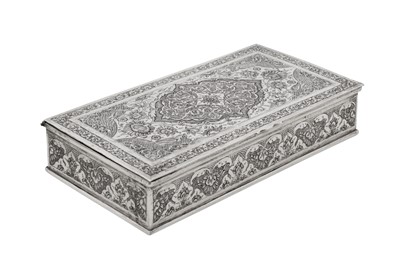 Lot 221 - A mid-20th century Persian (Iranian) silver cigarette box, Isfahan circa 1940