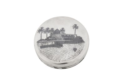 Lot 234 - An early 20th century Iraqi silver and niello compact, Omara circa 1930