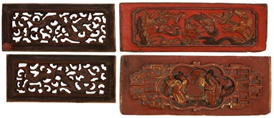 Lot 228 - A SET OF FOUR CHINESE CARVED WOODEN PANELS