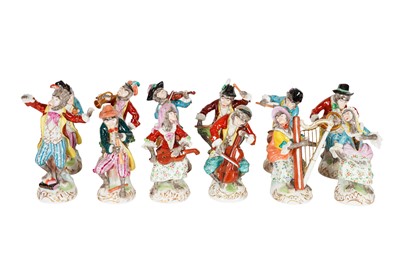 Lot 145 - A SET OF TWELVE DRESDEN PORCELAIN MONKEY BAND FIGURES