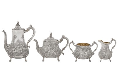 Lot A fine Victorian sterling silver four – piece tea and coffee service, London 1862 by Robert Harper