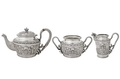 Lot 125 - A late 19th century Anglo – Indian silver three-piece tea service, Madras circa 1880 by Peter Orr and Sons