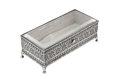 Lot 123 - A late 19th century Anglo – Indian unmarked silver jewellery box, Madras circa 1880