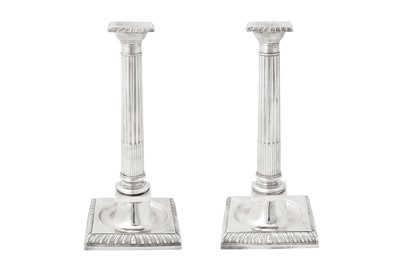 Lot 432 - Earl of Portsmouth – A pair of George III unmarked silver candlesticks, probably London circa 1760