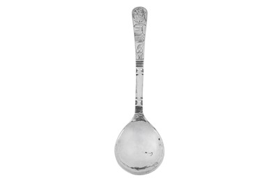 Lot 295 - A late 17th century Norwegian silver spoon, Bergen circa 1680 by Peder Johannesen Reimers (b.1642, active 1670-95)