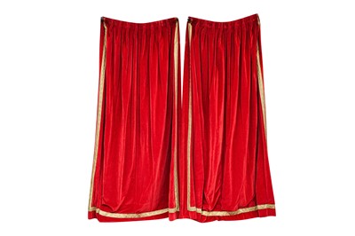 Lot 326 - A PAIR OF RED AND GILT CURTAINS