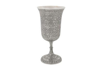 Lot 85 - A late 19th / early 20th century Anglo – Indian unmarked silver goblet, Kashmir circa 1900