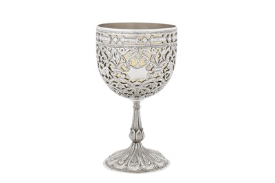 Lot 87 - A late 19th century Anglo – Indian unmarked parcel gilt silver goblet, Kashmir circa 1880