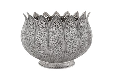 Lot 121 - A late 19th century Anglo – Indian unmarked silver bowl, Kashmir circa 1890