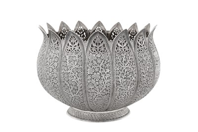 Lot 121 - A late 19th century Anglo – Indian unmarked silver bowl, Kashmir circa 1890