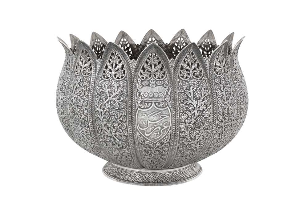 Lot 121 - A late 19th century Anglo – Indian unmarked silver bowl, Kashmir circa 1890
