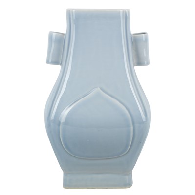 Lot 606 - A Chinese monochrome clair-de-lune vase, hu, 20th century, Guangxu mark