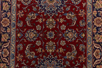 Lot 73 - A VERY FINE PART SILK SIGNED ISFAHAN RUNNER, CENTRAL PERSIA