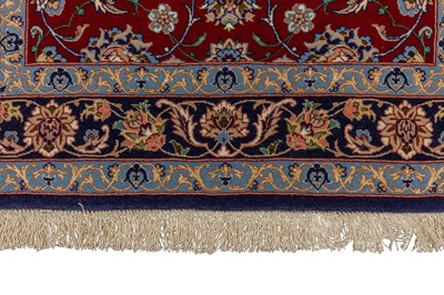 Lot 73 - A VERY FINE PART SILK SIGNED ISFAHAN RUNNER, CENTRAL PERSIA